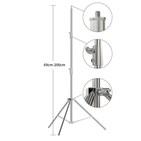 2/2.9M Tripod Super Stable Big Tripod Foldable Light Stand Lifting Frame Wheels Photography Softbox Photo Studio Stainless Steel