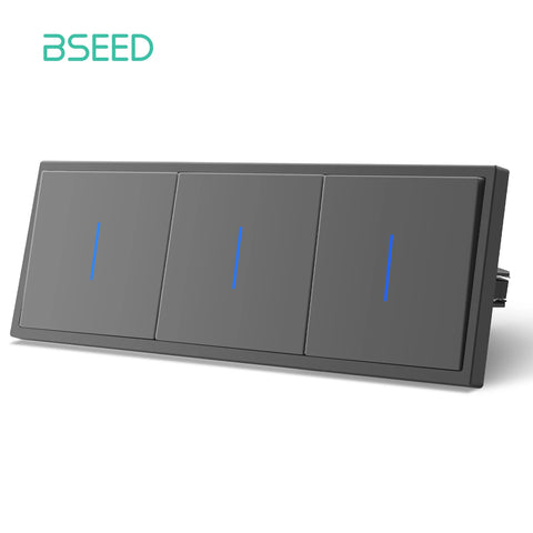 BSEED 1/2Gang Wall Light Switch Mechanical Buttons Switch 1Way EU Standard Plastic Frames LED Indicator Quick Wire Connection