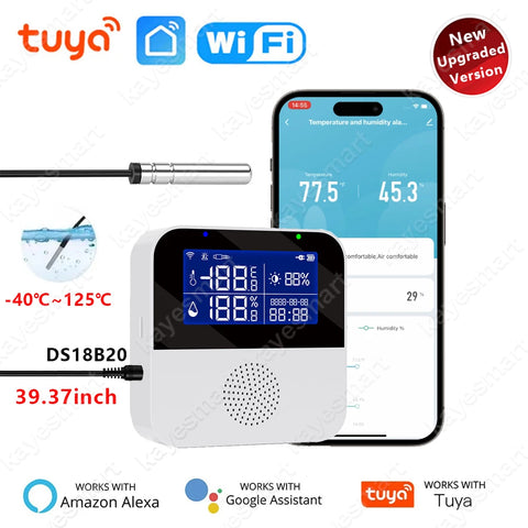 Tuya WiFi Temperature Humidity Sensor External Temperature Probe Smart Life Indoor Thermometer Hygrometer Meter Support Alexa