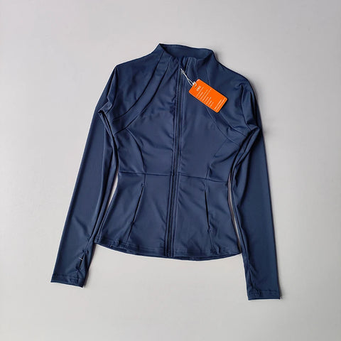 Women's Slim Fit Long Sleeve Sports Jacket Zip Fitness Yoga Workout Jacket Slim Tight Gym ActiveWear Top Running Jacket