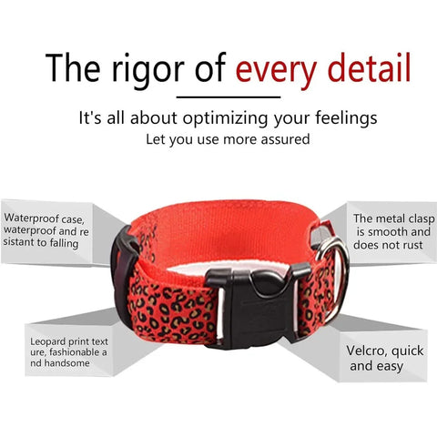 Adjustable Luminous LED Dog Collar Bright Nylon Collar Night Safety Pet Accessory for Dogs