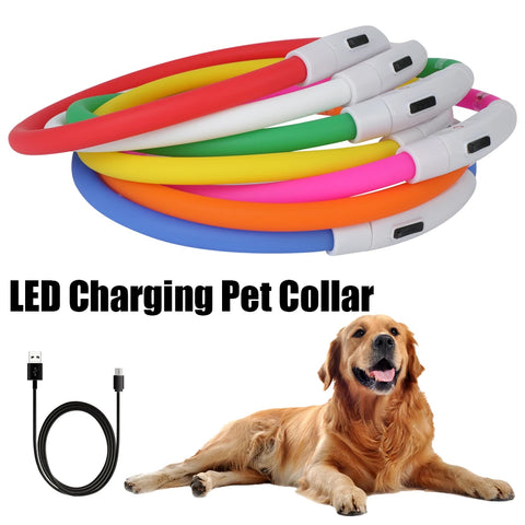 Led Usb Dog Collar Night Luminous Charge Necklace Dog Loss Prevention Night Safety Flashing Glow Collar Pet Accessories