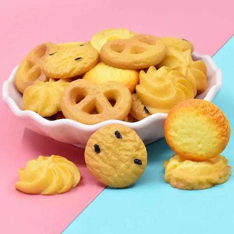60Pcs Mini Fake Cookies Artificial Pastries Food Fake Biscuits Model for DIY Craft Home Kitchen Decor