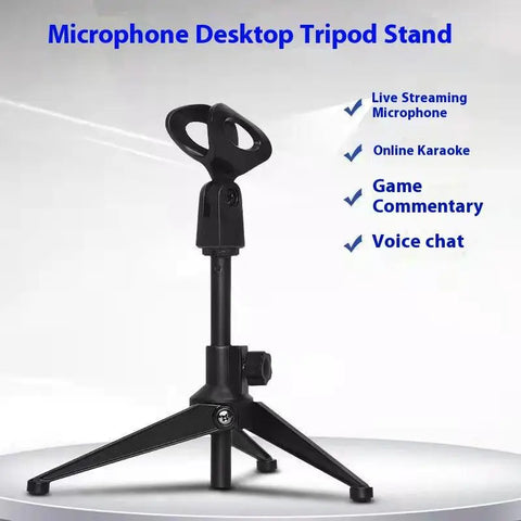New 1Pcs Mini Portable Table Stand Universal Microphone Stand Desktop Tripod Adjustable Mic Clip Holder Lightweight Bracket