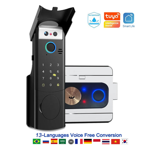 Waterproof Intercom Face Recognition Tuya Wifi Fingerprint Code RFID Card Smart Lock with Doorbell/rechargable li-battery/keypad