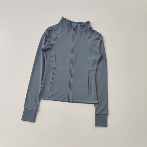 Women's Slim Fit Long Sleeve Sports Jacket Zip Fitness Yoga Workout Jacket Slim Tight Gym ActiveWear Top Running Jacket