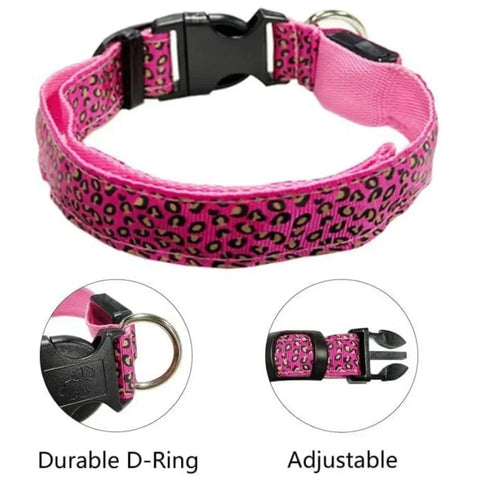 Adjustable Luminous LED Dog Collar Bright Nylon Collar Night Safety Pet Accessory for Dogs