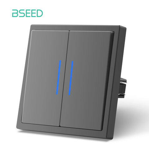 BSEED 1/2Gang Wall Light Switch Mechanical Buttons Switch 1Way EU Standard Plastic Frames LED Indicator Quick Wire Connection