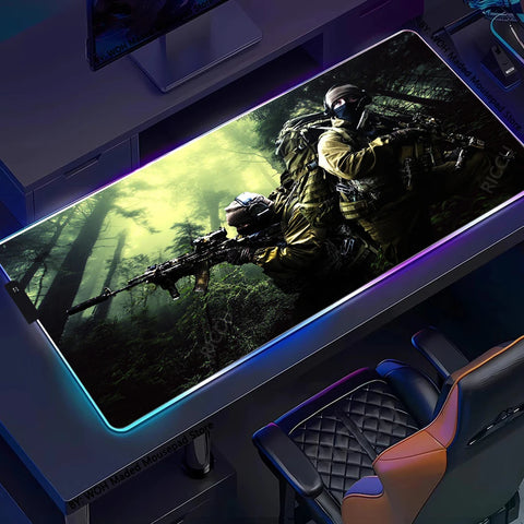 RGB Large Gaming Mouse Pad With Backlit Escape From Tarkov Mousepad PC Non-slip Rubber Desk Mat Computer Gamer Keyboard LED Rug