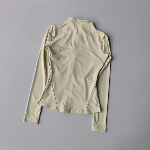 Women's Slim Fit Long Sleeve Sports Jacket Zip Fitness Yoga Workout Jacket Slim Tight Gym ActiveWear Top Running Jacket