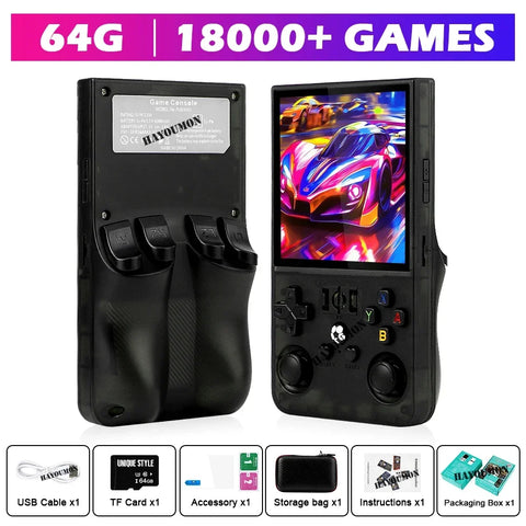 Yellow Pink Open Source R36 Max 4" IPS Screen RK3326 Chip Retro Handheld Video Game Console 64G 128G Portable Pocket Game Player