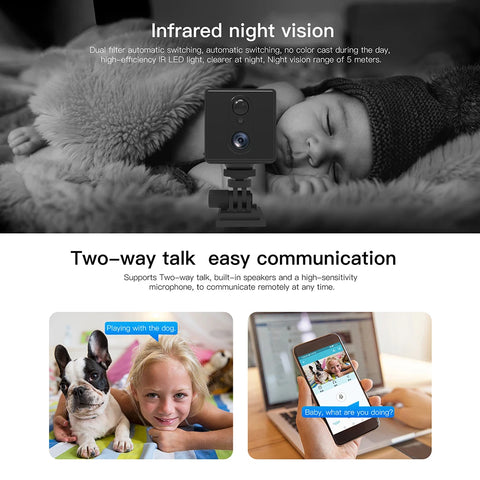 5MP Mini Camera 3000mAh Battery 64GB 4G SIM Card Surveillance Wifi Night Vision Motion Detection CCTV Two-way voice IP Camera