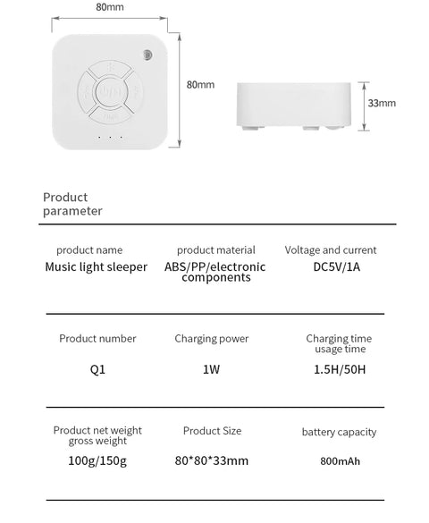 Baby White Noise Machine for Sleeping, Portable Sound Soother with 10 Relaxing Sounds, USB Rechargeable, Auto-Off Timer