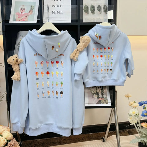 Hooded  Matching Warm Mom Dad Daughter Son Matching Top Clothing Sweatshirts Babyfor The Whole Family Romper Spring Hoodies