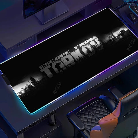 RGB Large Gaming Mouse Pad With Backlit Escape From Tarkov Mousepad PC Non-slip Rubber Desk Mat Computer Gamer Keyboard LED Rug