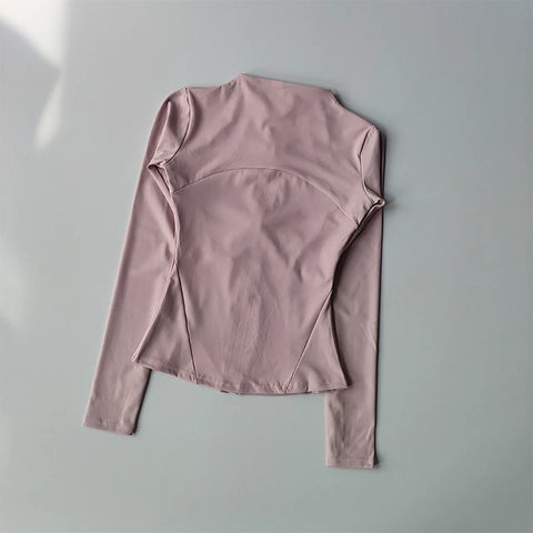 Women's Slim Fit Long Sleeve Sports Jacket Zip Fitness Yoga Workout Jacket Slim Tight Gym ActiveWear Top Running Jacket