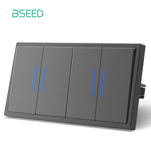 BSEED 1/2Gang Wall Light Switch Mechanical Buttons Switch 1Way EU Standard Plastic Frames LED Indicator Quick Wire Connection