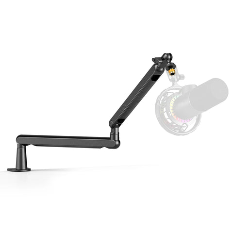 FIFINE Microphone Boom Arm, Adjustable Low Profile Mic Arm with Desk Mount Clamp,Cable Storage for Streaming Gaming-White BM88W