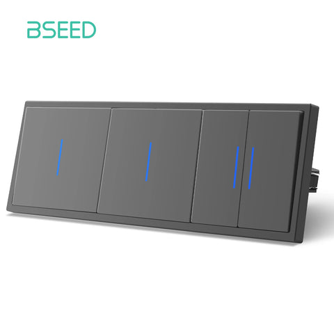 BSEED 1/2Gang Wall Light Switch Mechanical Buttons Switch 1Way EU Standard Plastic Frames LED Indicator Quick Wire Connection