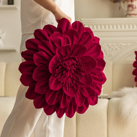 Flower Velvet Cushion Cover Luxury Handmade Splicing Petal Pillow Cover For Living Room Sofa Office Waist Back Cover Pillowcase