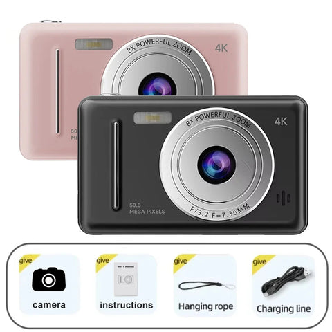 8-128GB D6 Digital Camera 4K HD Camera Recorder Music Player Touch Control Screen Vlogging Camera Night Vision 64MP Camcorder