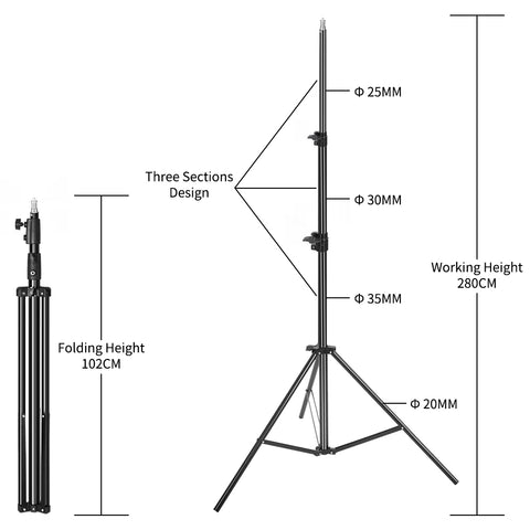 2/2.9M Tripod Super Stable Big Tripod Foldable Light Stand Lifting Frame Wheels Photography Softbox Photo Studio Stainless Steel