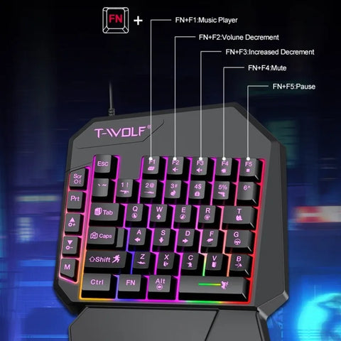 Mechanical Gaming Keyboard Kit 5 In 1 Set One Hand Keyboard 5D Mechanical Gamer Mouse Converter Mobile Game Pro Converter