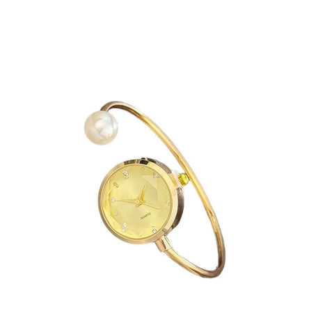 Minimalist Women Pearl Bracelet Watch Rhinestone Small Dial Quartz Wristwatch Luxury Design Elegant Ladies Clock Gifts