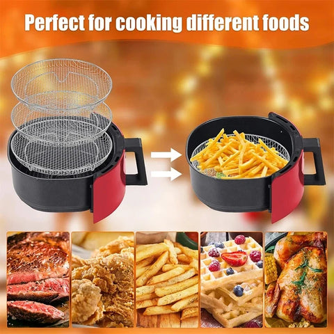 Air Fryer Rack Baking Tray Stackable Grilling304Stainless Steel Airfryer Oven Grill Steamer Cooker Kitchen Gadgets Cooking Tools