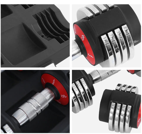 Adjustable dumbbell 15kg, quick adjustment for students, men and women, fitness home exercise equipment, adjustable dumbbell