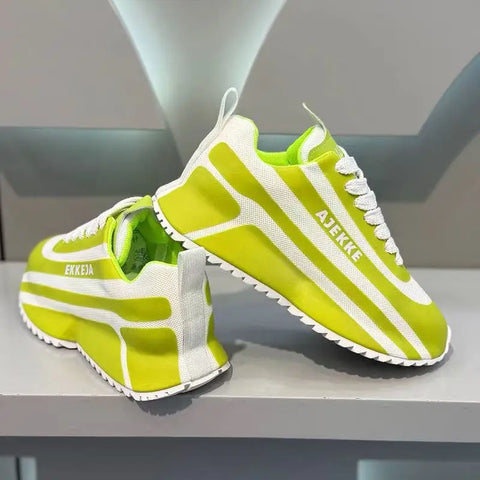 Chunky Sneakers Men Designer Soft Sole Sport Shoes Fashion Casual Leather Fabric Mesh Breathable Height Increased Platform Shoes