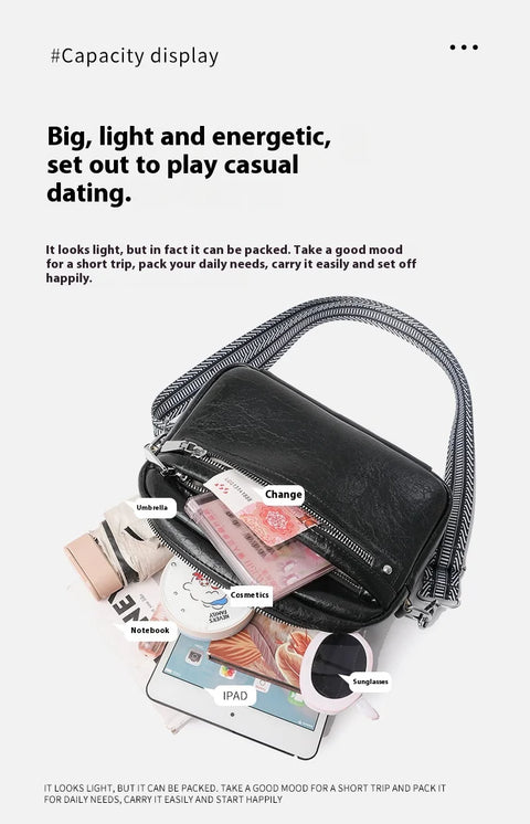 Trendy And Fashionable Women's Crossbody Bag, Single-Shoulder Bag, Simple Solid-Color Commuting Small Square Bag