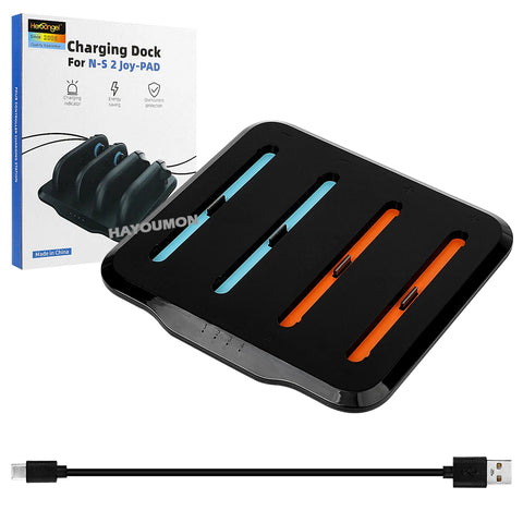Charging Dock for Switch 2 Joycons Controllers 4-in-1 Charger Station Base Super Slim and Overcharge Protection w Charging Cable