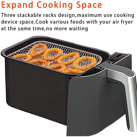 Air Fryer Rack Baking Tray Stackable Grilling304Stainless Steel Airfryer Oven Grill Steamer Cooker Kitchen Gadgets Cooking Tools