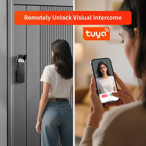 Waterproof Intercom Face Recognition Tuya Wifi Fingerprint Code RFID Card Smart Lock with Doorbell/rechargable li-battery/keypad