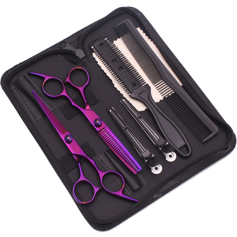 Hair Scissors JP Stainless Hairdressing Scissors 6" Haircut Set Black Thinning Shears Salon Haircut Scissors Razor Combs C1001