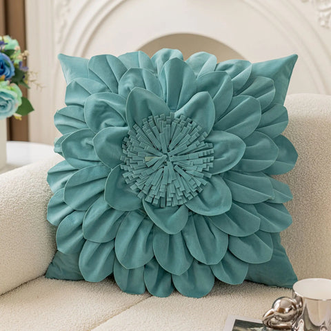 Flower Velvet Cushion Cover Luxury Handmade Splicing Petal Pillow Cover For Living Room Sofa Office Waist Back Cover Pillowcase