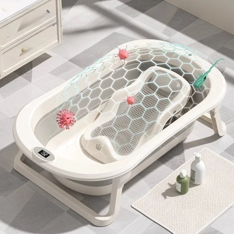 Foldable Portable Baby Bathtub Collapsible Infant Bath Tub Newborn Toddler Large Non Slip Bath Seat Home Travel Space Saver