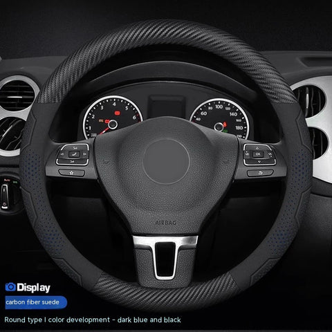 For Volkswagen VW Magotan Arteon Golf GTI Beetle CC Tiguan Bora Santana Carbon fiber Suede Car Steering Wheel Cover Accessories