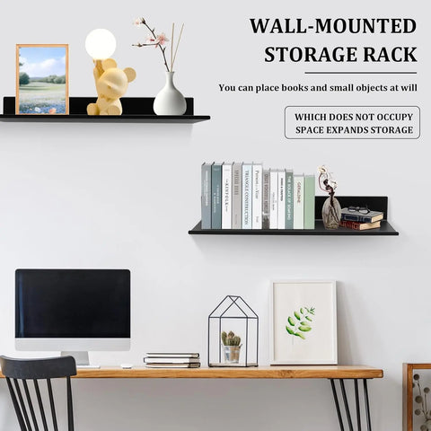 Picture Ledge Metal Wall Shelves Ledge Shelf Floating Shelves Kids Bookshelf Wall Mounted Book Shelves for Living Room Bedroom