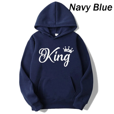 Women And Men Couple Hoodies Long Sleeved Hoodies King And Queen Printed Lover Hooded Sweatershirt Couple Hoodies