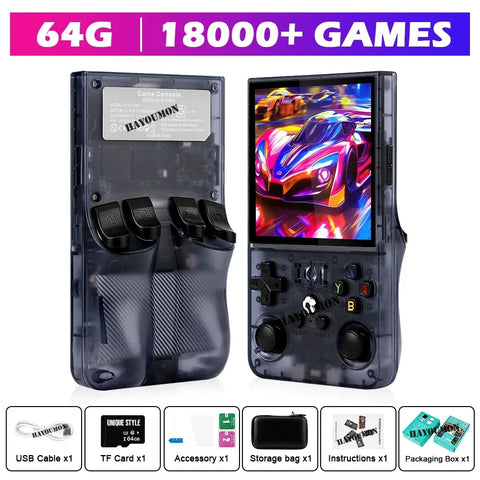 Yellow Pink Open Source R36 Max 4" IPS Screen RK3326 Chip Retro Handheld Video Game Console 64G 128G Portable Pocket Game Player
