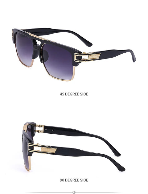 Luxury Stylish Brand Men Sunglasses Hot Designer Square Metal Sun Glasses Classic Fashion Driving Alpha Shades UV400