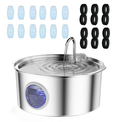 7L Large Capacity Stainless Steel Cat Water Fountain Dog Pet Automatic Water Fountain Feeder Window Silent (No 5V 1A Plug)