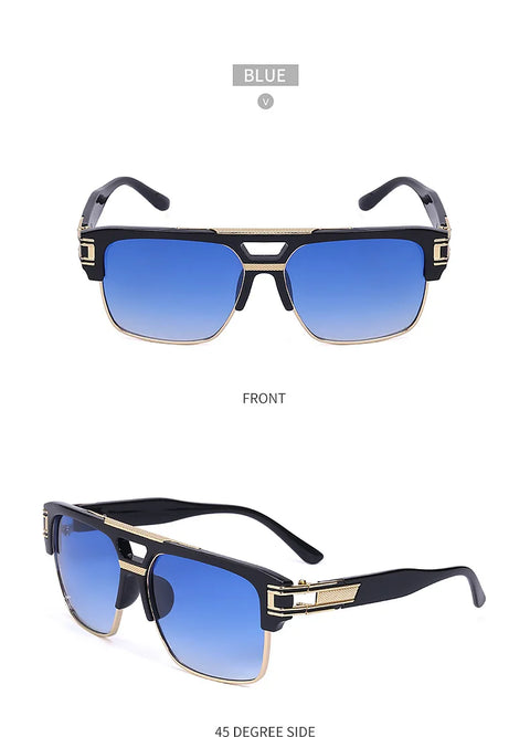 Luxury Stylish Brand Men Sunglasses Hot Designer Square Metal Sun Glasses Classic Fashion Driving Alpha Shades UV400