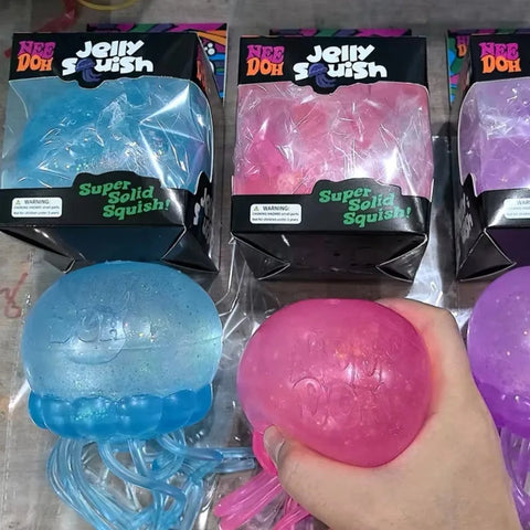 Transparent Glitter Jellyfish Squishy Toy Super Soft TPR Squeeze Stress Ball Sensory Fidget Toy for Anxiety Relief