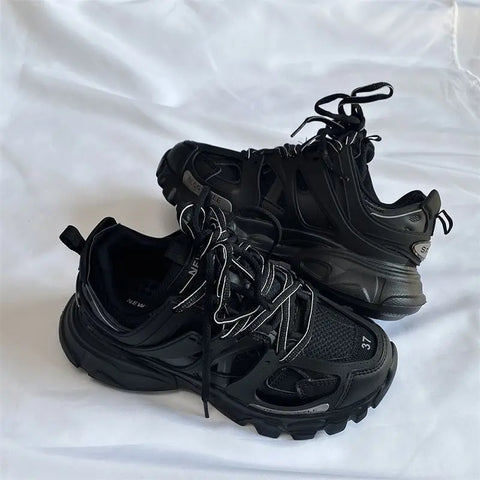 Brand Design Black Chunky Sneakers Unisex Fashion New Men's Dad Shoes Trendy Casual for Girls And Boys
