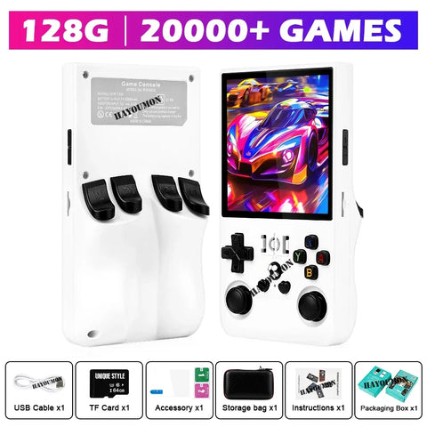 Yellow Pink Open Source R36 Max 4" IPS Screen RK3326 Chip Retro Handheld Video Game Console 64G 128G Portable Pocket Game Player