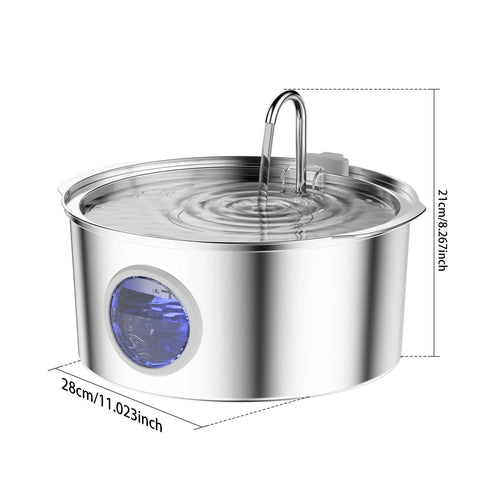 7L Large Capacity Stainless Steel Cat Water Fountain Dog Pet Automatic Water Fountain Feeder Window Silent (No 5V 1A Plug)