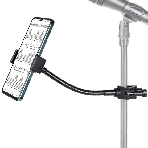 Mic Stand Phone Holder Hands-Free Adjustable Mic Stand Holder Gooseneck Pole Phone Music Stand Holder for Drum Mobile Phone